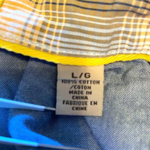 Tommy Bahama Button Up Shirt Men's LARGE 100% Cotton Blue Yellow Plaid - Picture 7 of 8